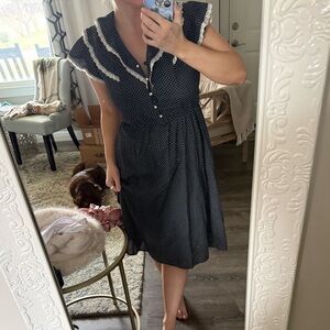 Elegant Black Polka Dot Dress vintage